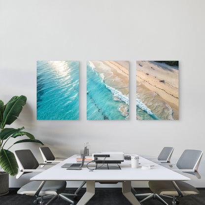 3pcs Abstract Ocean And Sandy Beach Metal Print Ready to Hang Art