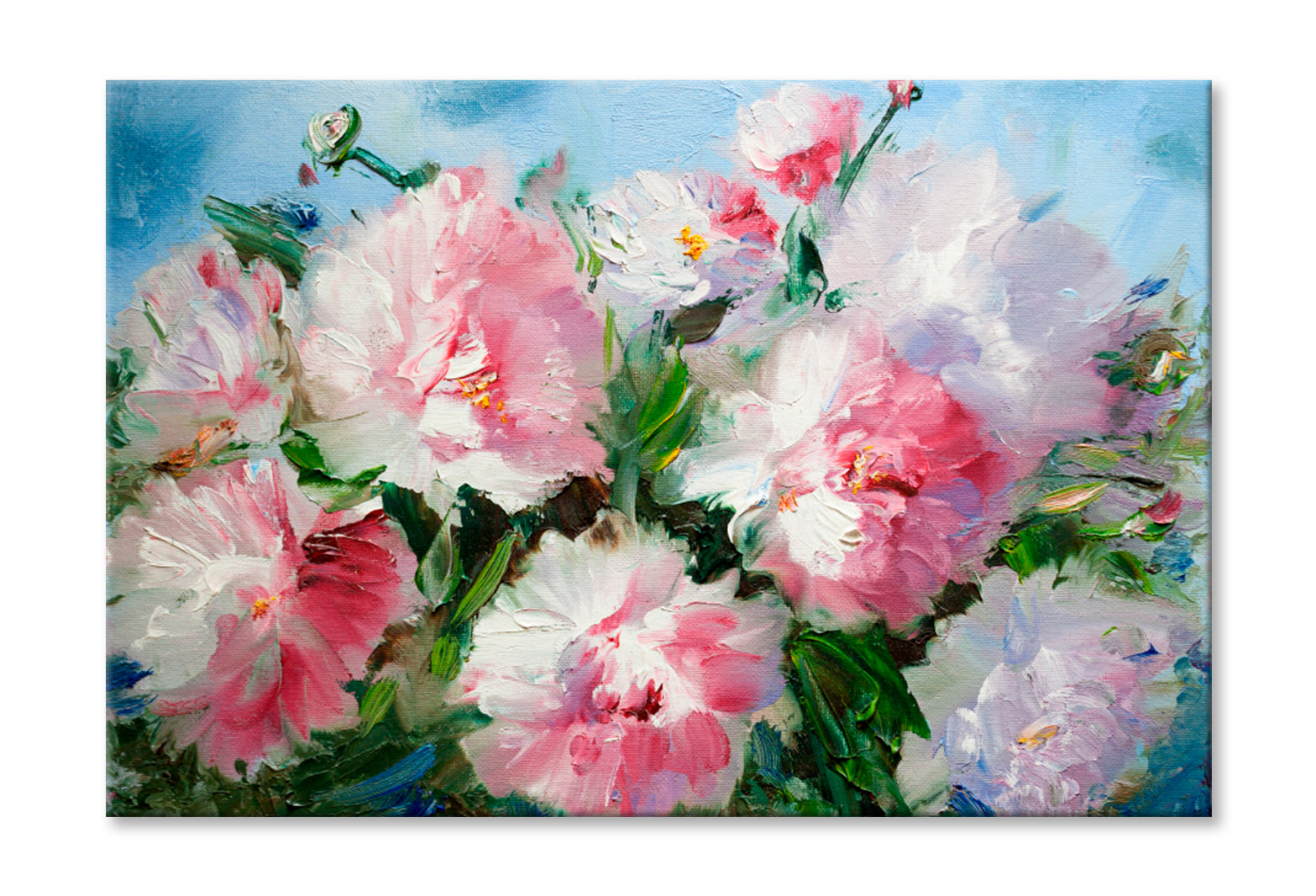 Bouquet Of Vivid Colorful Flowers Oil Painting Wall Art Limited Edition High Quality Print Stretched Canvas None