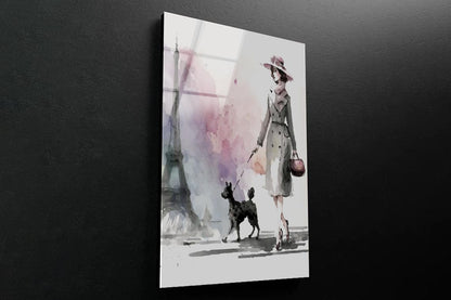 Lady with Her Puppy 3D Design Acrylic Glass Print Tempered Glass Wall Art 100% Made in Australia Ready to Hang