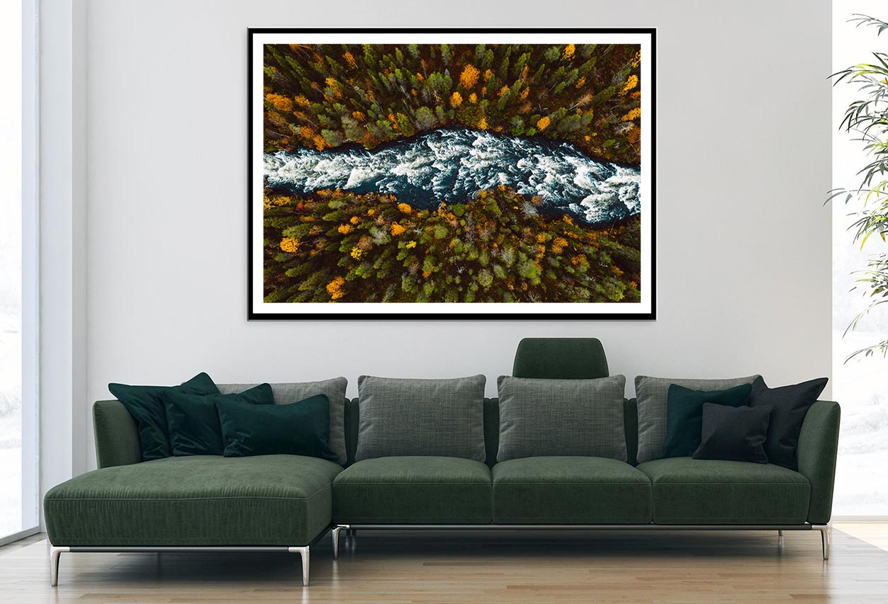 River Through Fall Forest Autumn Home Decor Premium Quality Poster Print Choose Your Sizes