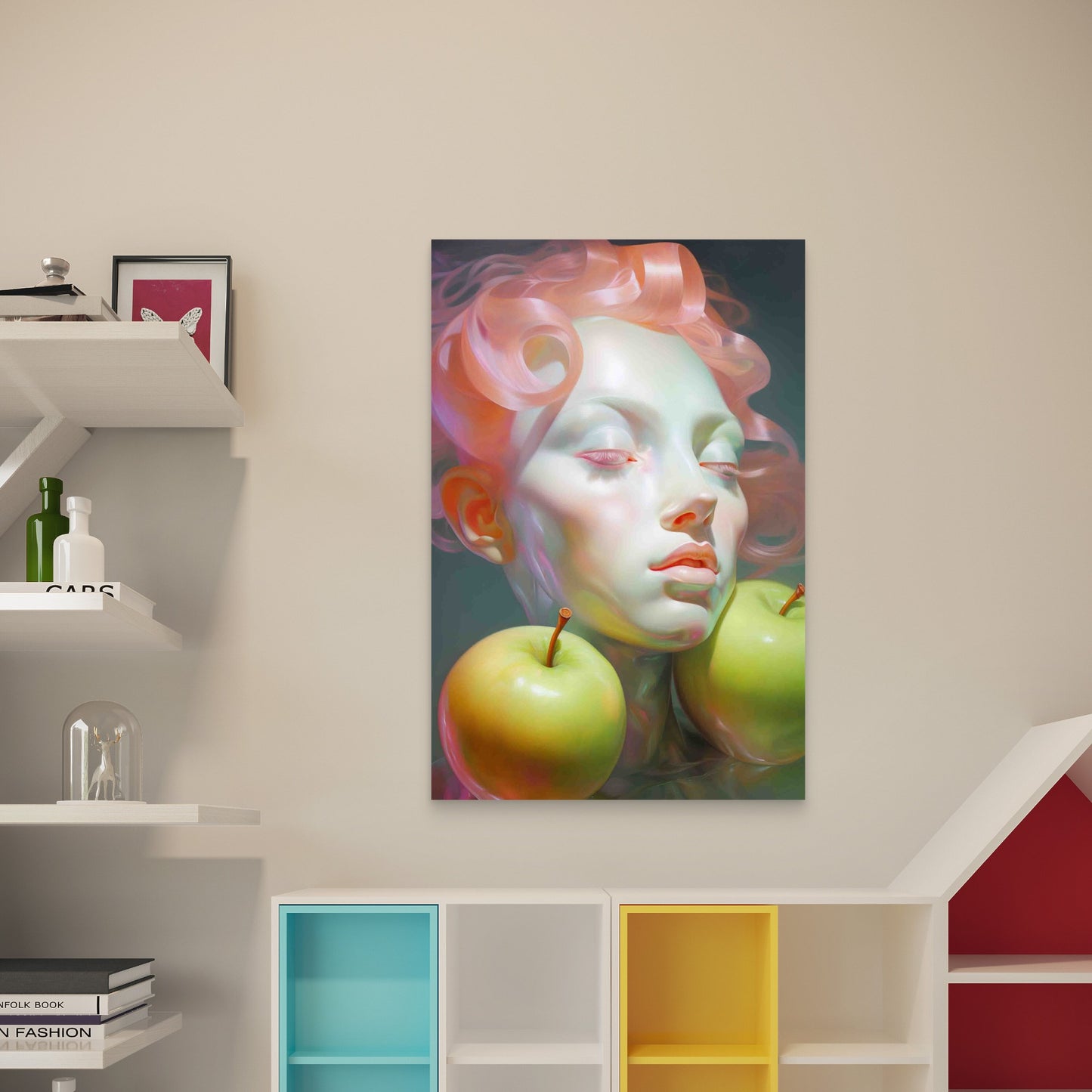 Digital Portrait With Apples 60x90cm Metal Print Ready to Hang - Bella Home Decor