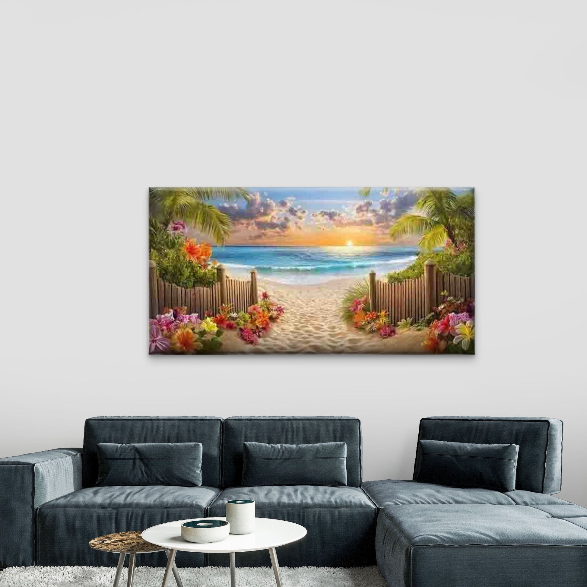 Beach Pathway to Paradise Wall Art Canvas Office Home Room Framed 120x60cm - Bella Home Decor