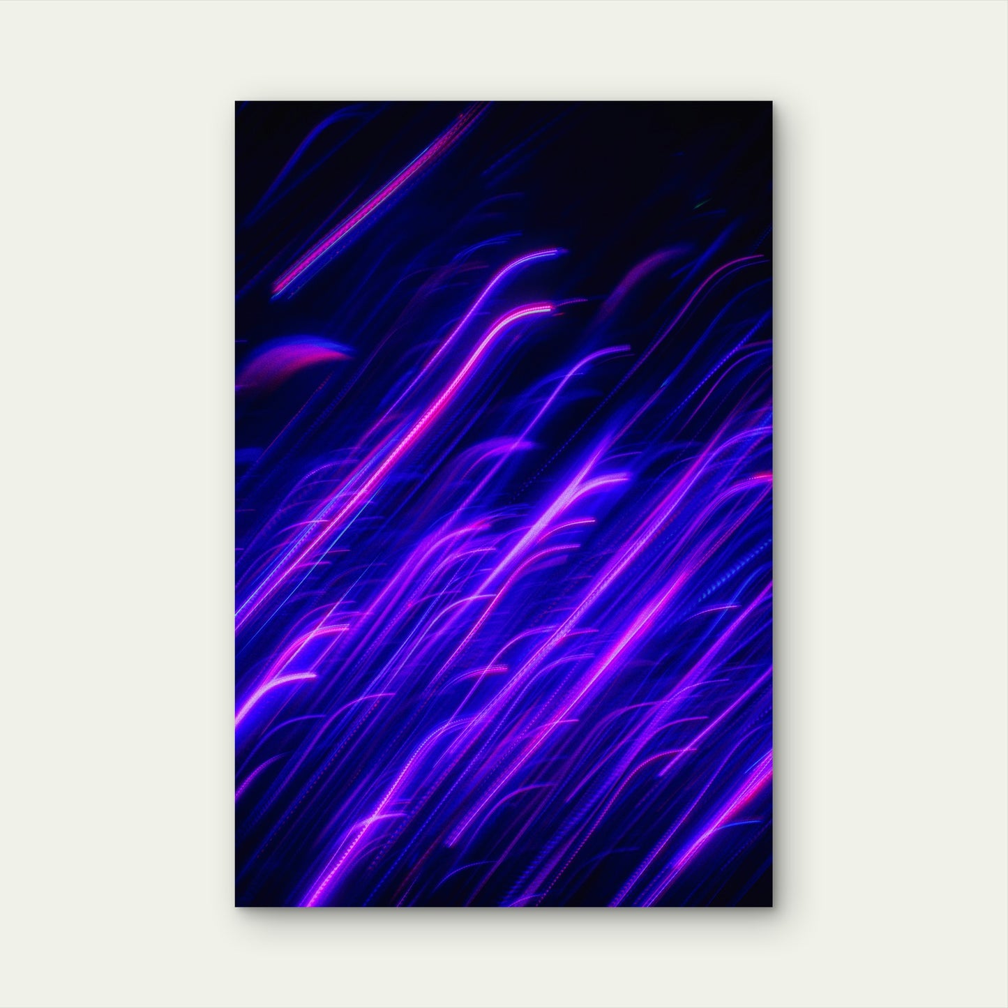 Abstract Neon Light Streaks in Purple and Pink 60x90cm Metal Print Ready to Hang