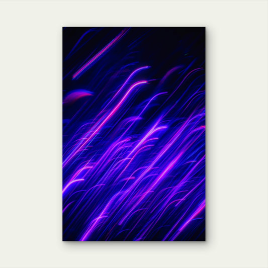 Abstract Neon Light Streaks in Purple and Pink 60x90cm Metal Print Ready to Hang