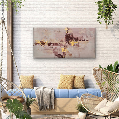 Abstract Pink Gold Foil Splash Wall Art Canvas Office Home Room Framed 120x60cm