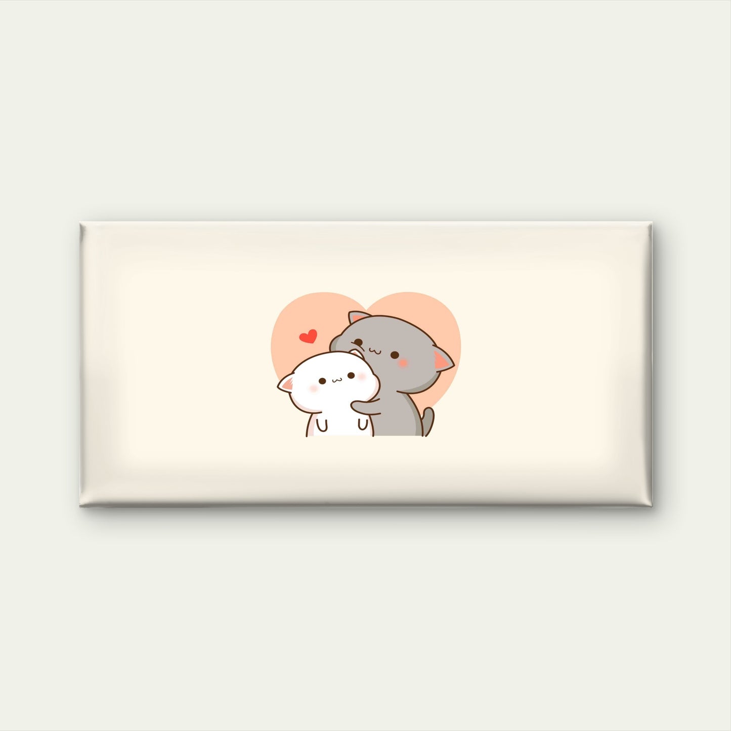 Hugging Cats Pastel Pink Heart Wall Art Canvas Office Home Room Framed 120x60cm
