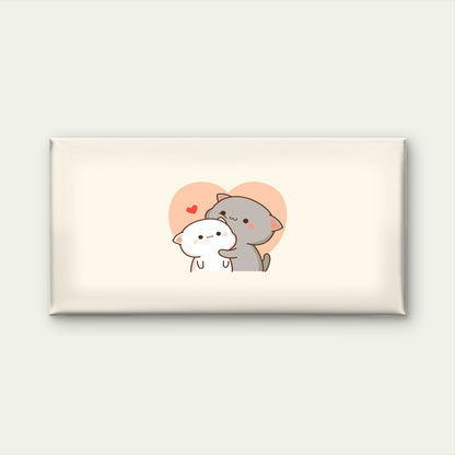 Hugging Cats Pastel Pink Heart Wall Art Canvas Office Home Room Framed 120x60cm
