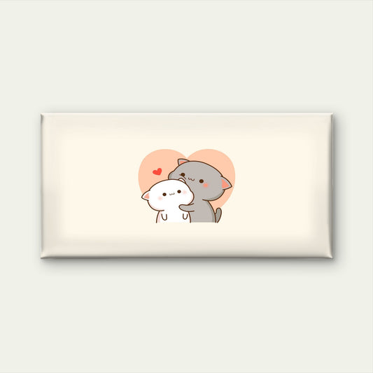 Hugging Cats Pastel Pink Heart Wall Art Canvas Office Home Room Framed 120x60cm