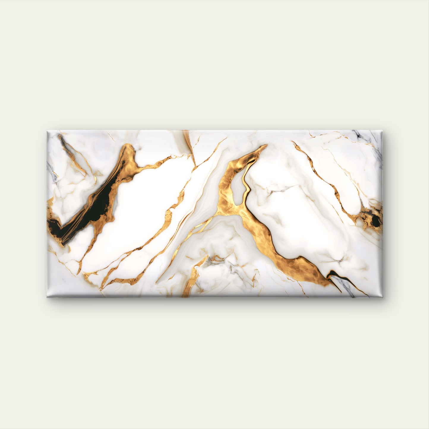 White Luxury Marble Gold Foil Vein Fluid Ink Wall Art Canvas Office Home Framed 120x60cm