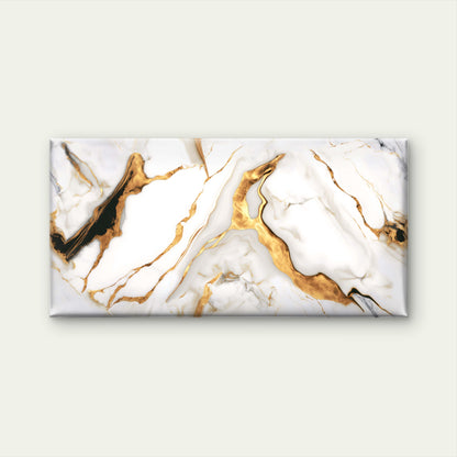 White Luxury Marble Gold Foil Vein Fluid Ink Wall Art Canvas Office Home Framed 120x60cm
