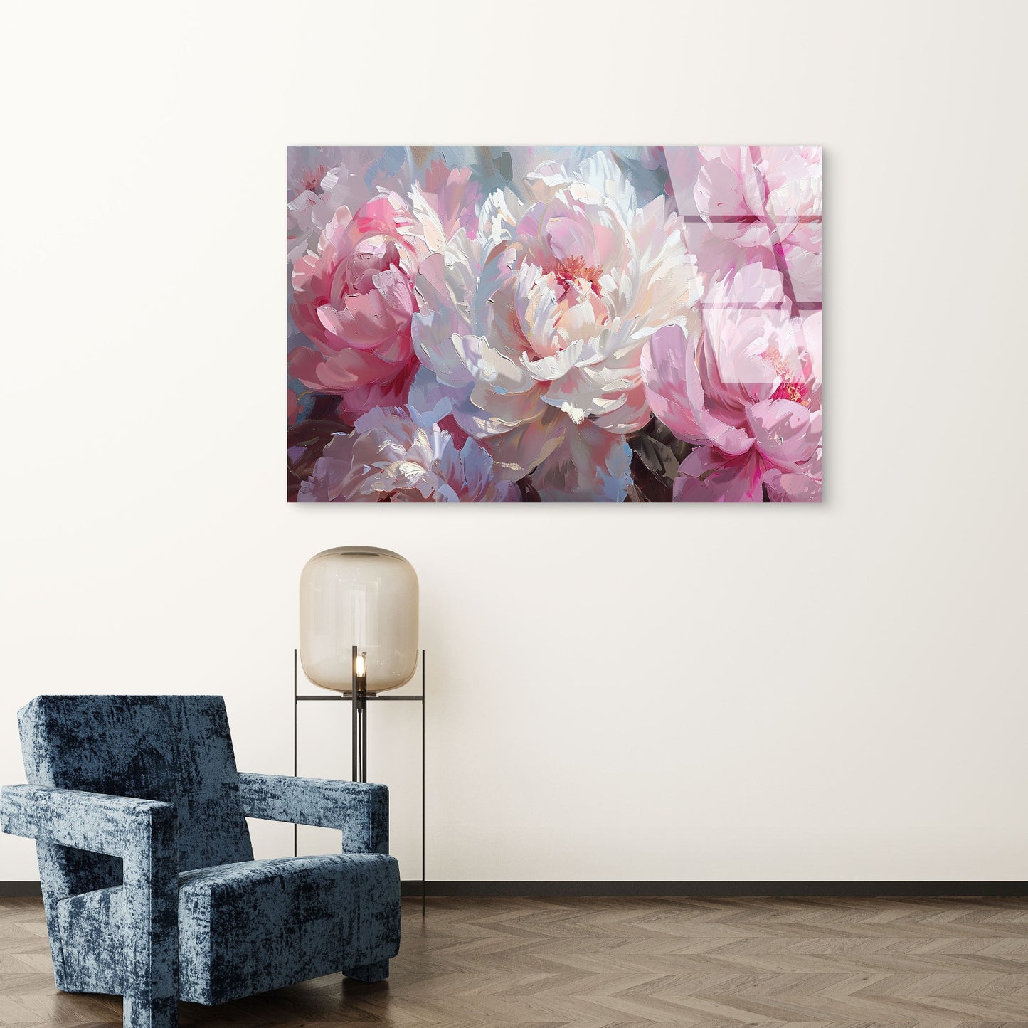 Blush Pink Peonies Floral Acrylic Glass Printing Wall Art Australian Made Quality