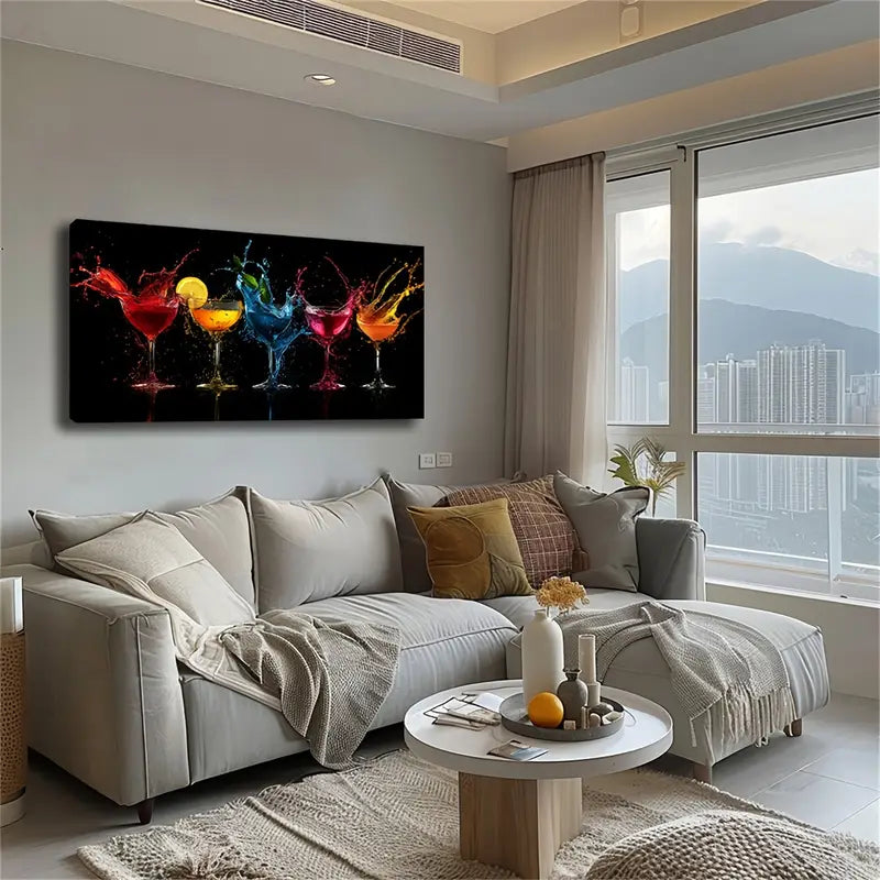 Vibrant Glassware Design Modern Wall Art Canvas Office Home Room Framed 120x60cm - Bella Home Decor