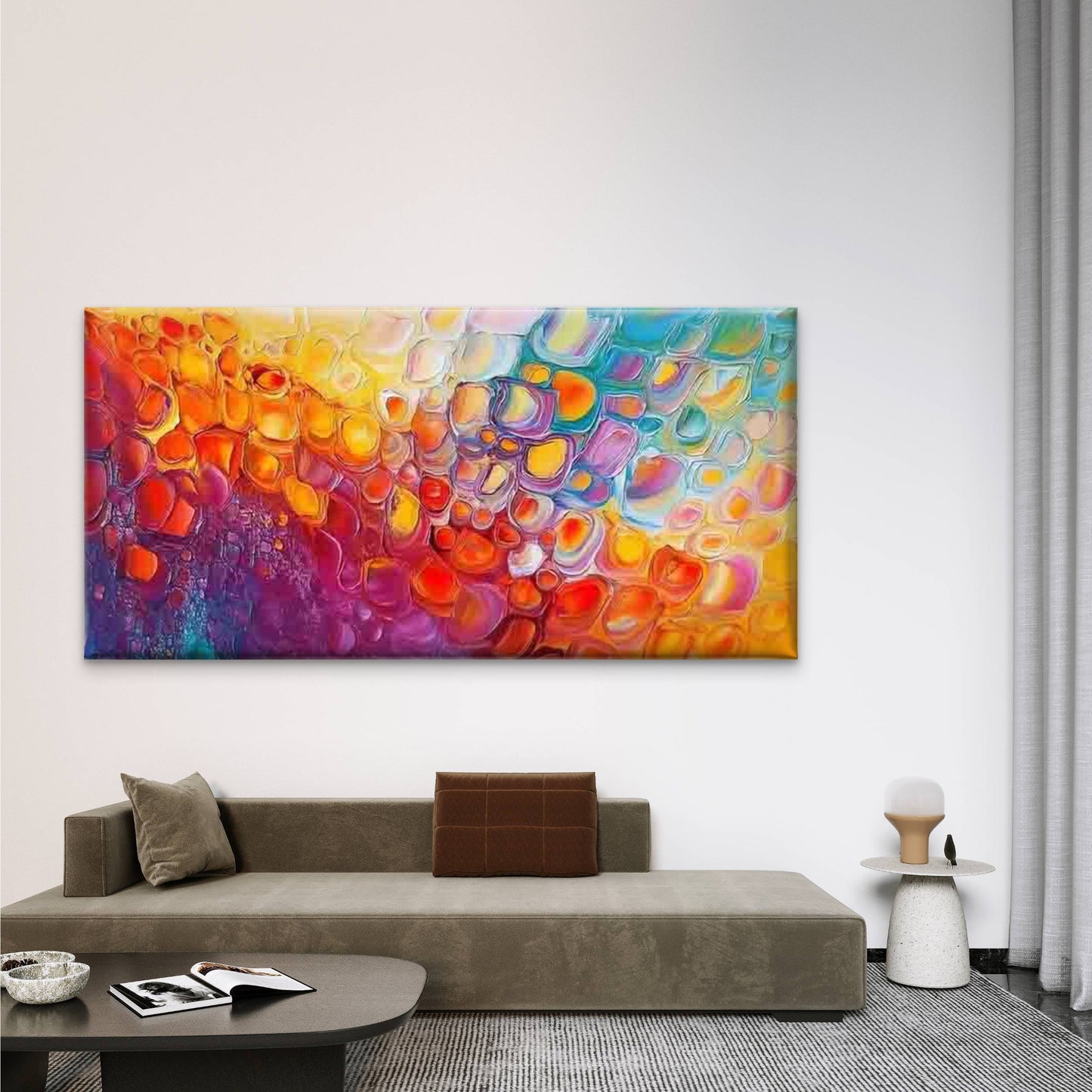 Colorful Abstract Geometric Wall Art Canvas Office Home Room Framed 120x60cm