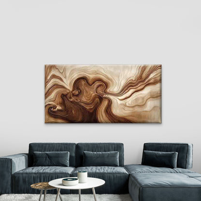 Abstract Brown Marble Texture Wall Art Canvas Office Home Room Framed 120x60cm - Bella Home Decor