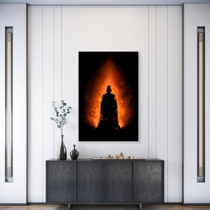 Sci Fi Villain Dark Silhouette Fire Sparks 60x90cm Metal Print Ready to Hang