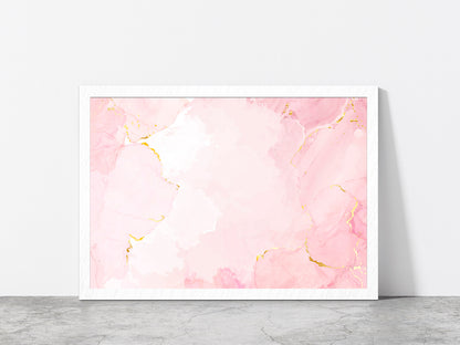 Dusty Rose & Golden Marble Paint Glass Framed Wall Art, Ready to Hang Quality Print Without White Border White