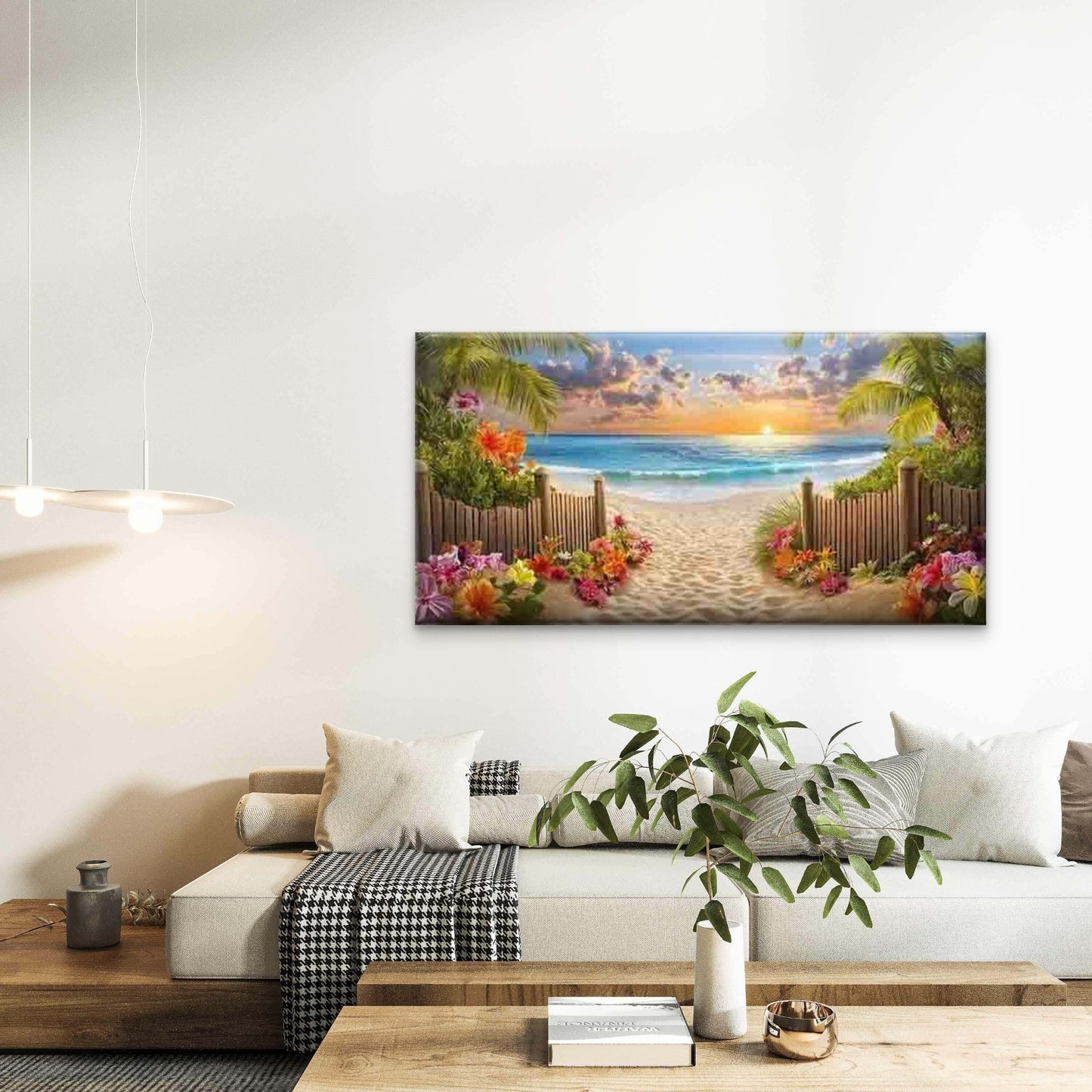 Beach Pathway to Paradise Wall Art Canvas Office Home Room Framed 120x60cm - Bella Home Decor