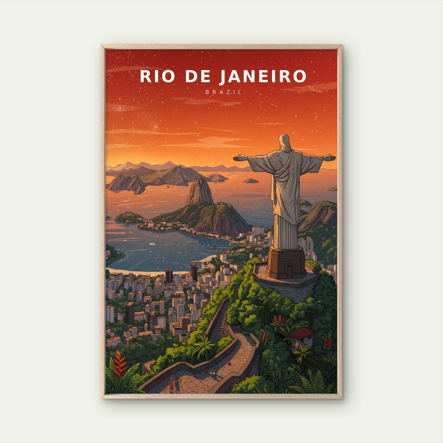 Rio Brazil Christ Redeemer Sugarloaf Mountain Travel Poster Print Wall Art