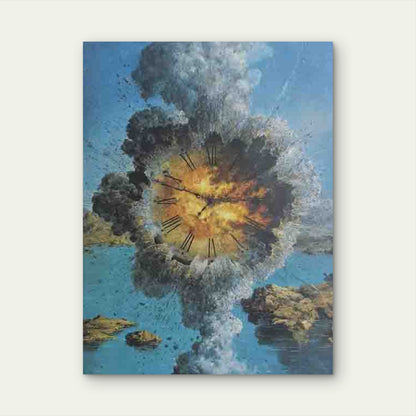 Salvador Dali-Inspired Clock Explosion 60x90cm Metal Print Ready to Hang