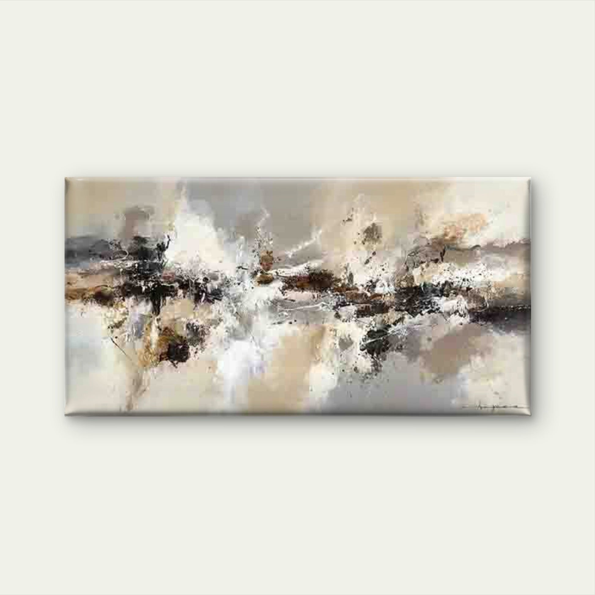 Abstract Design in Black, White Wall Art Canvas Office Home Room Framed 120x60cm - Bella Home Decor