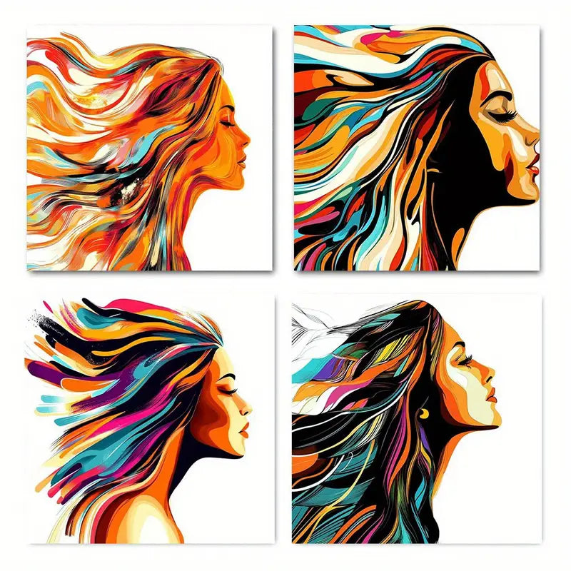 4pcs Creative Queen Color Wall Art Canvas Framed