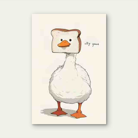 Silly Goose with Toast Head 60x90cm Metal Print Ready to Hang