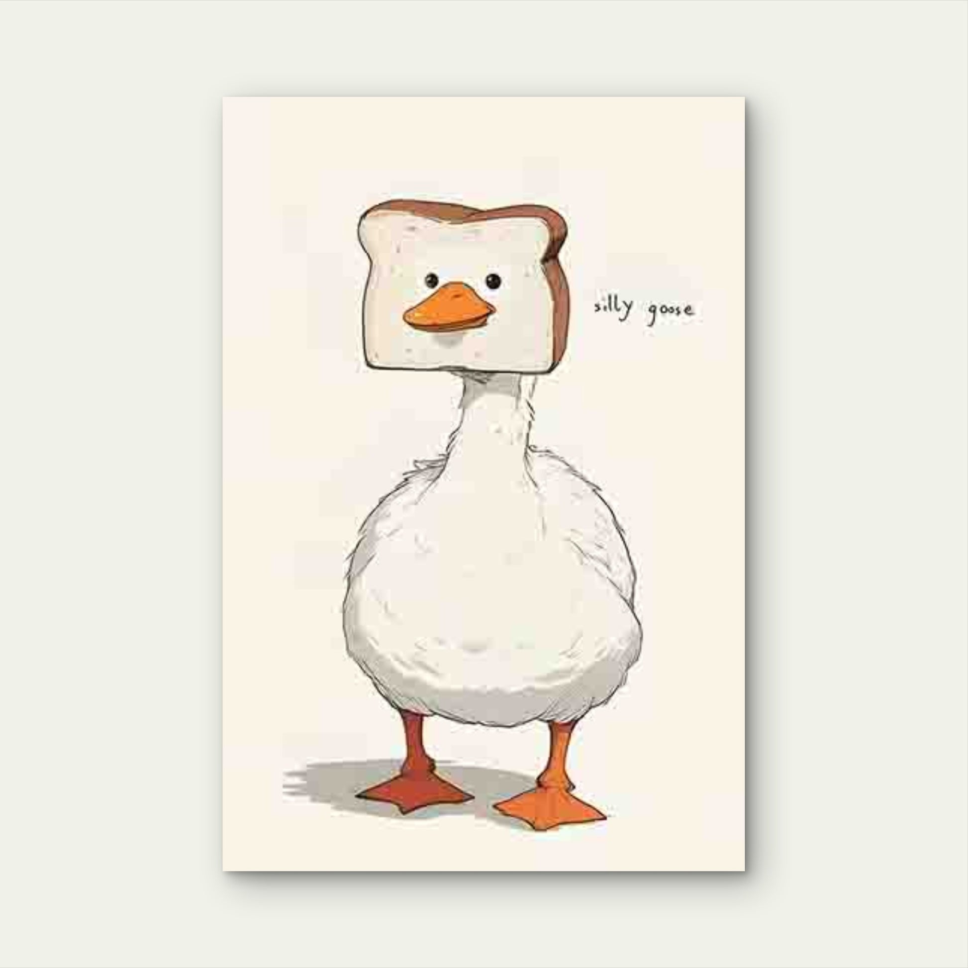 Silly Goose with Toast Head 40x60cm Metal Print Ready to Hang - Bella Home Decor