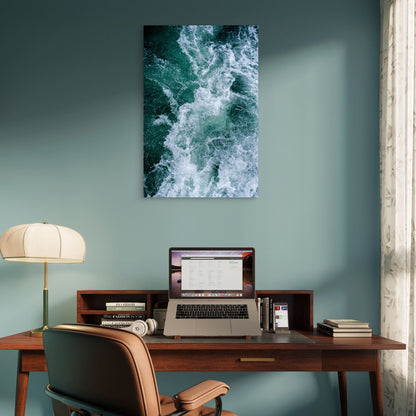 Ocean Wave Wake Sea Foam Aerial Splash 40x60cm Metal Print Ready to Hang
