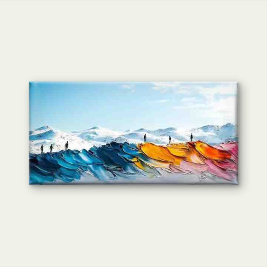 Abstract Mountain & Figure Wall Art Canvas Office Home Room Framed 120x60cm