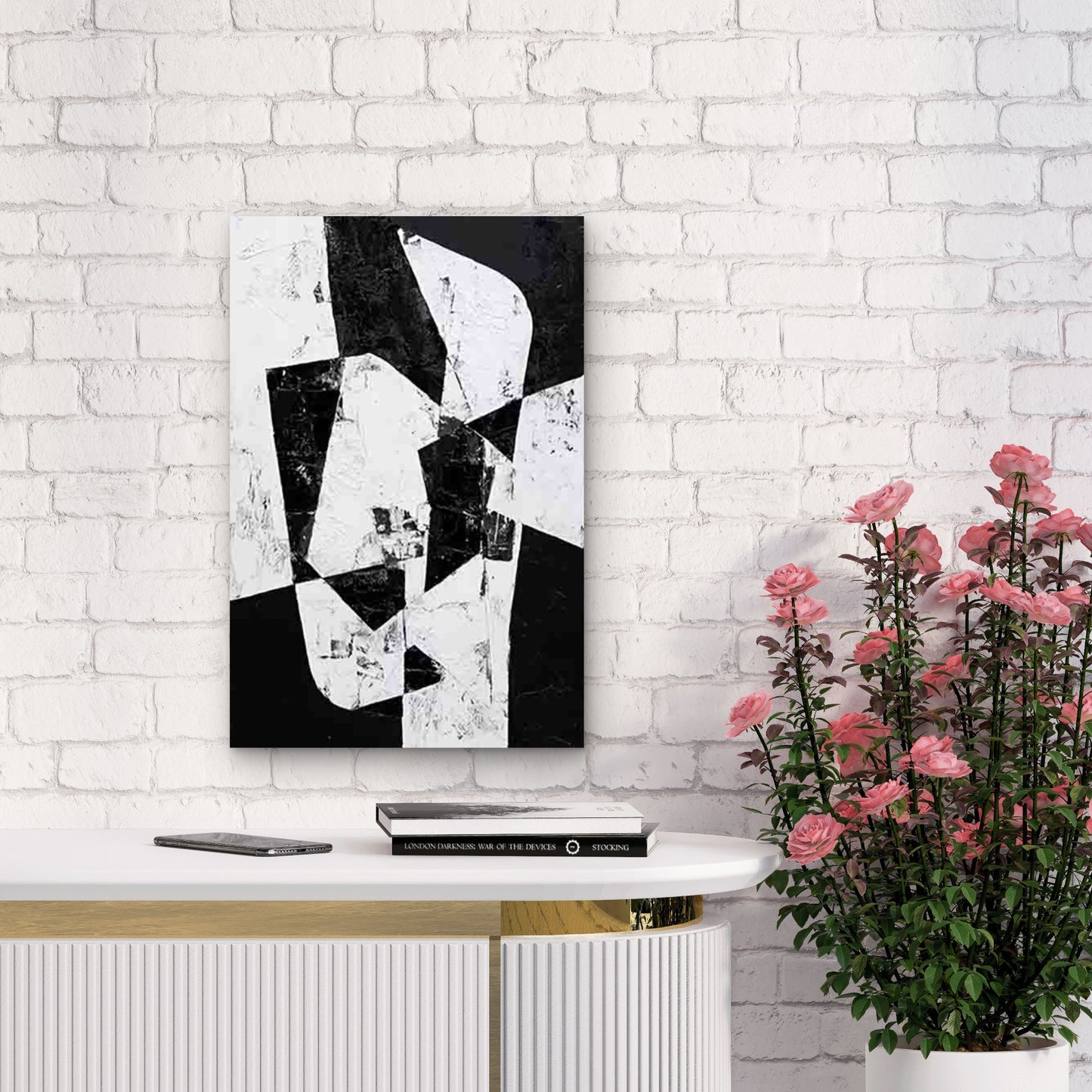 Black White Gray Beige Brown Abstract Metal Print Ready to Hang - Bella Home Decor