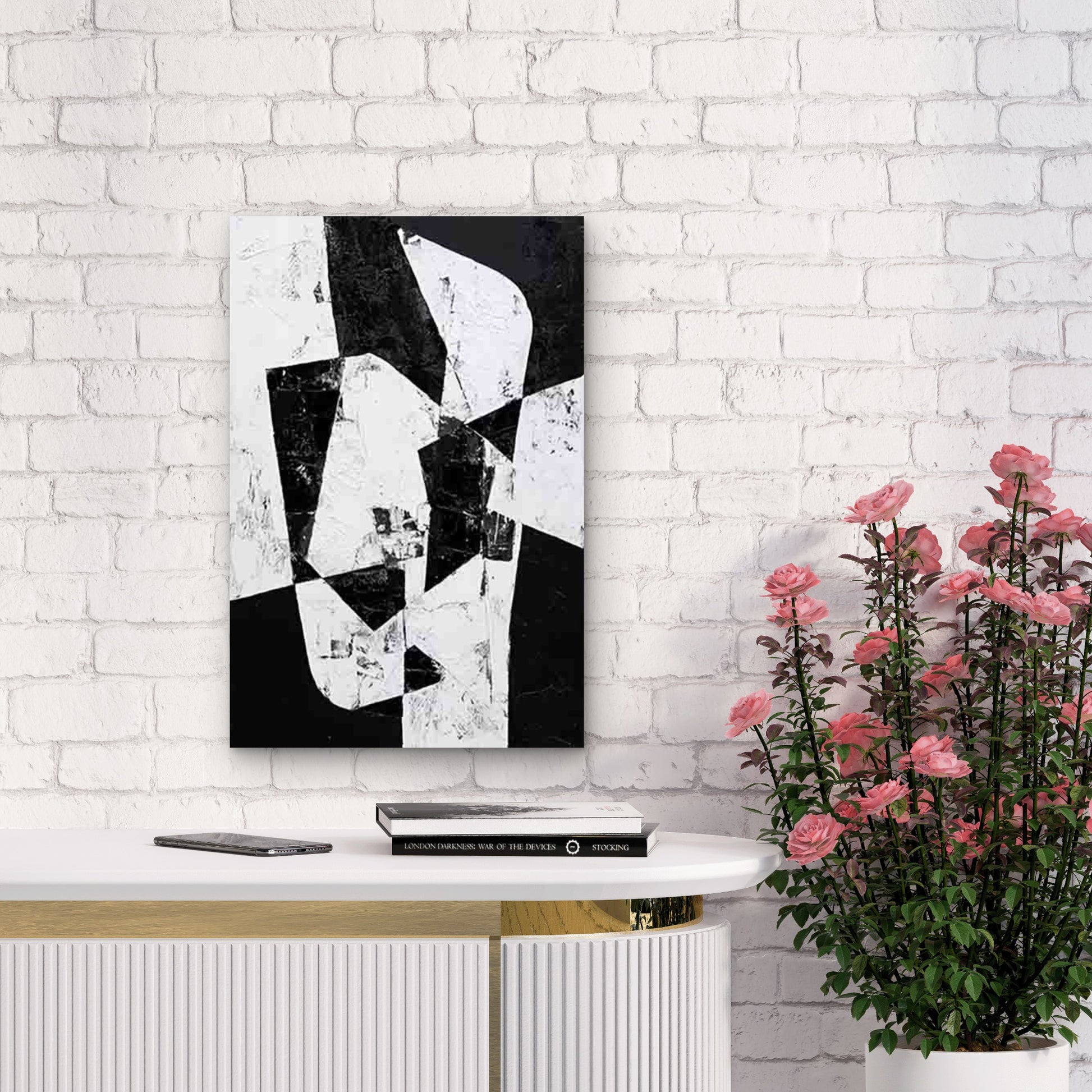 Black White Gray Beige Brown Abstract Metal Print Ready to Hang - Bella Home Decor