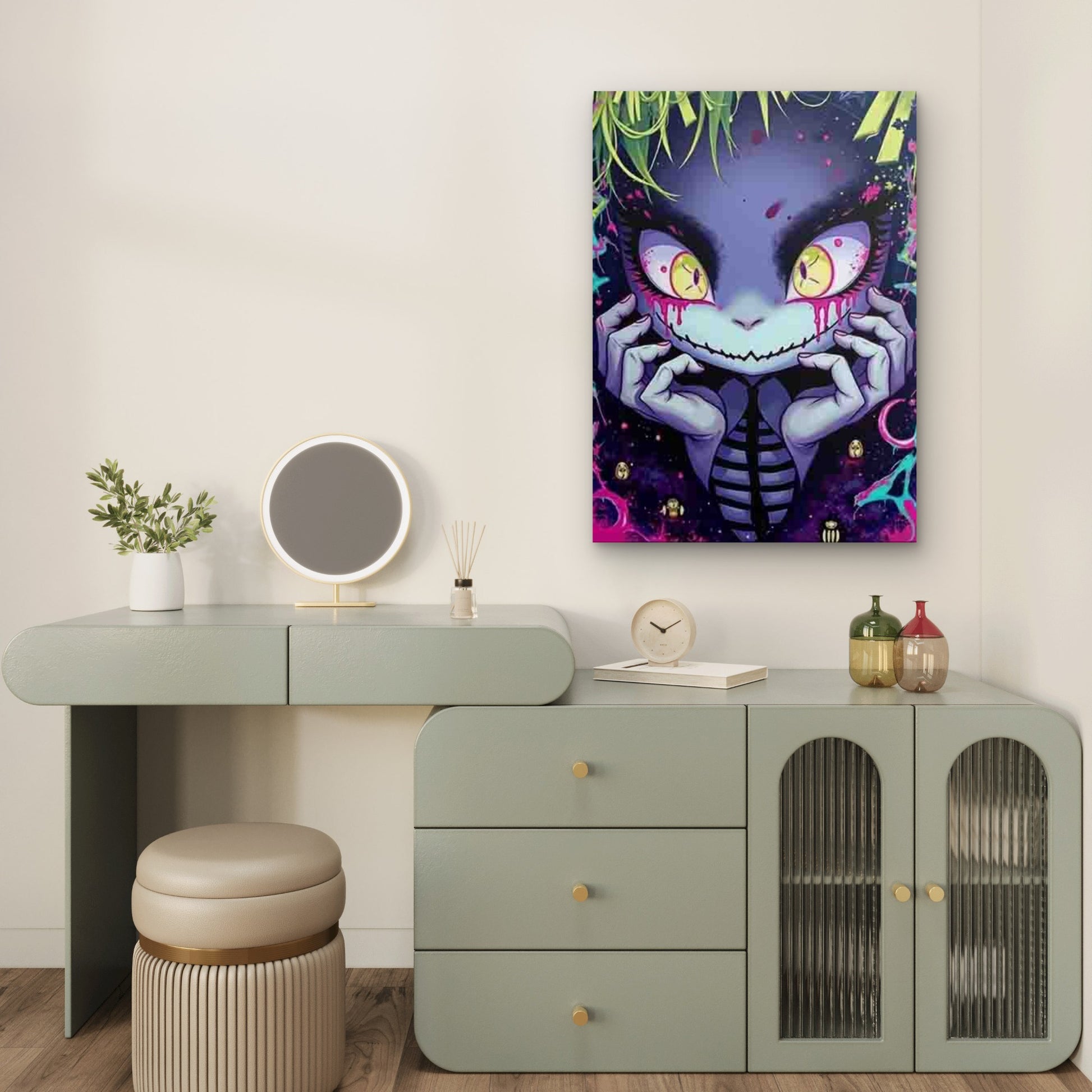 Gothic Big-Eyed - Colorful Splatter Metal Print Ready to Hang - Bella Home Decor