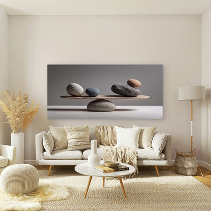 Balanced Zen Stones Wall Art Canvas Office Home Room Framed 120x60cm - Bella Home Decor