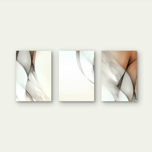3pcs Abstract Minimalist Black Beige Wall Art Set Canvas Framed 50x70cm - High Quality Print 100% Australian Made Wall Canvas Ready to Hang
