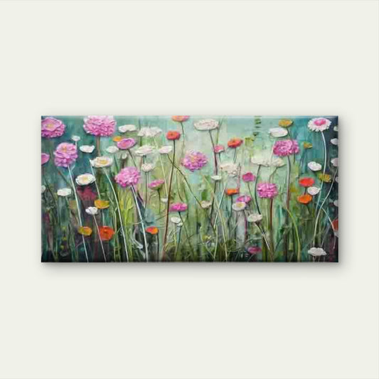 Pink White Yellow Red Blooms Wall Art Canvas Office Home Room Framed 120x60cm