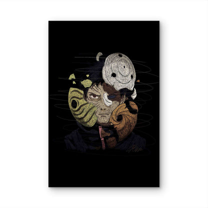 Abstract Shattered Mask Line Art 40x60cm Metal Print Ready to Hang - Bella Home Decor