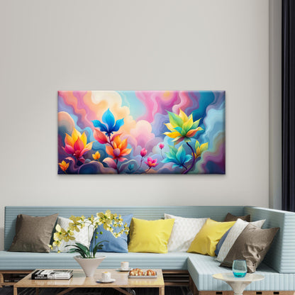 Floral Dream Clouds Abstract Wall Art Canvas Office Home Room Framed 120x60cm
