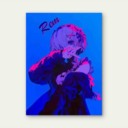 Rem Anime Illustration Metal Print Ready to Hang - Bella Home Decor