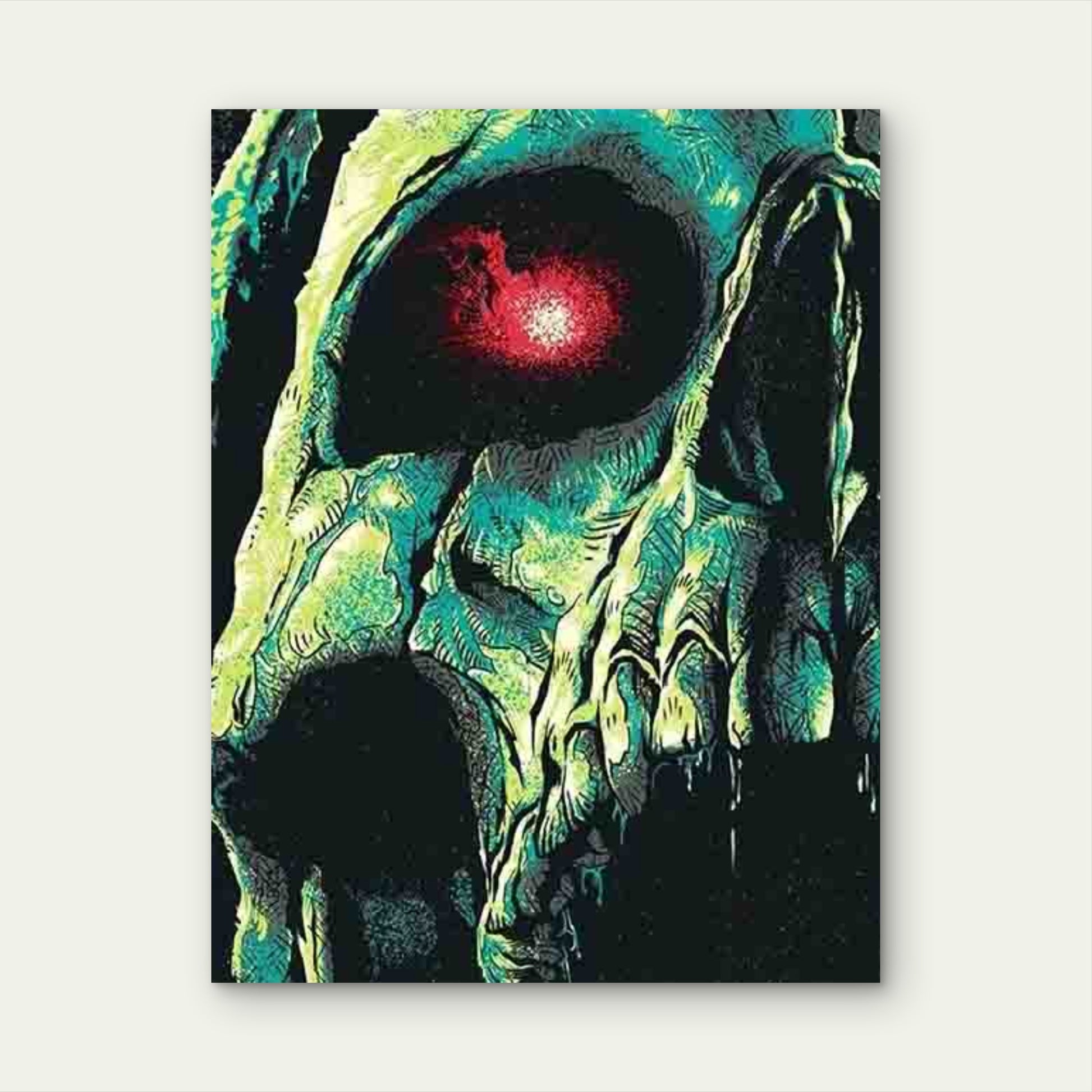 Skull with Red Eyes 60x90cm Metal Print Ready to Hang - Bella Home Decor