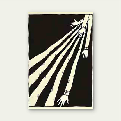 Black and White Abstract with Stretched Arms 60x90cm Metal Print Ready to Hang - Bella Home Decor