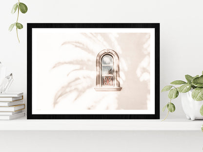 Window & Tree Shadow Faded Photograph Glass Framed Wall Art, Ready to Hang Quality Print With White Border Black