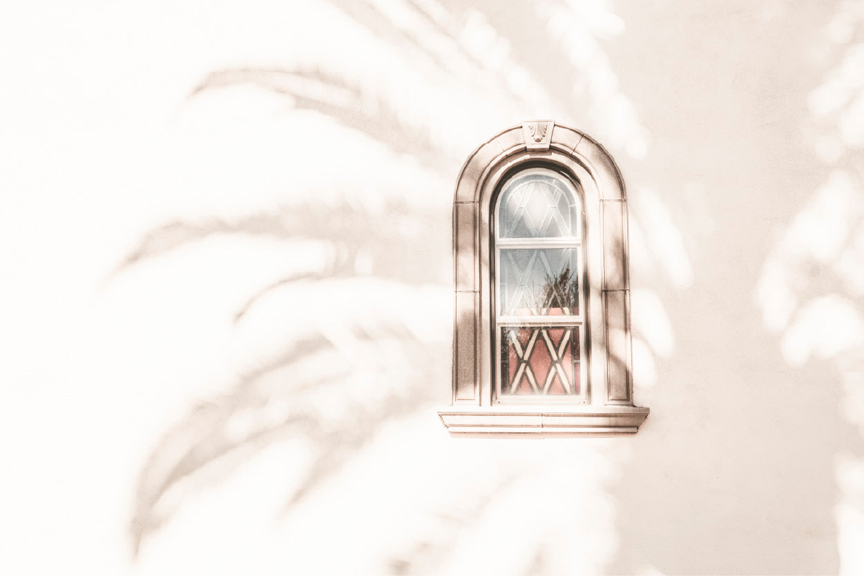 Window & Tree Shadow Faded Photograph Glass Framed Wall Art, Ready to Hang Quality Print