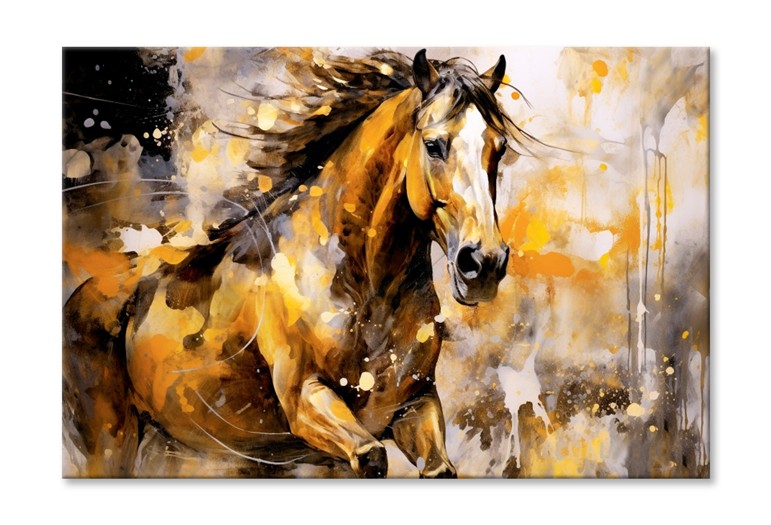 Abstract, Paint Horse Oil Painting Wall Art Limited Edition High Quality Print Stretched Canvas None