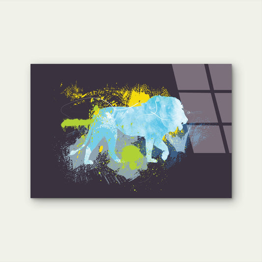 Urban Paint Splatter Wild Animal Lion Acrylic Glass Printing Wall Art Australian Made Quality