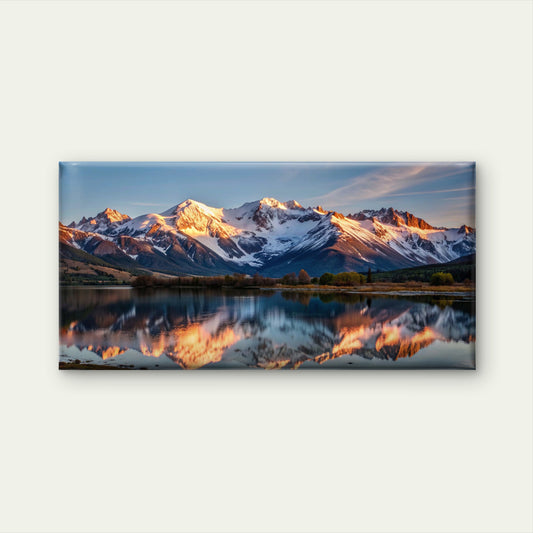 Snowy Mountain Lake Wall Art Canvas Office Home Room Framed 120x60cm