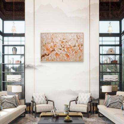 Orange Flower Branch Painting Wall Art Decor 100% Australian Made - Bella Home Decor
