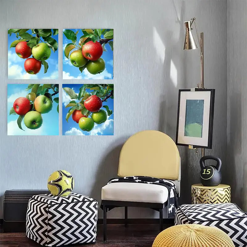 4pcs   Apple Orchard for Living Room JH Wall Art Canvas Framed