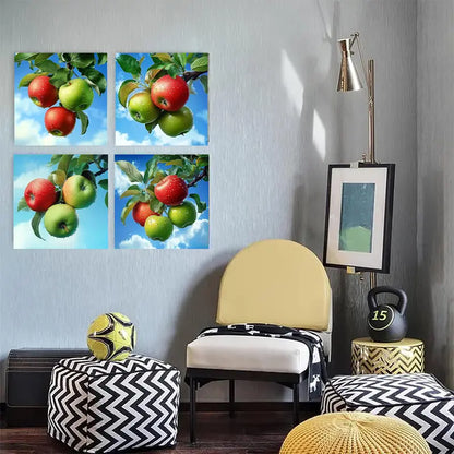 4pcs   Apple Orchard for Living Room JH Wall Art Canvas Framed