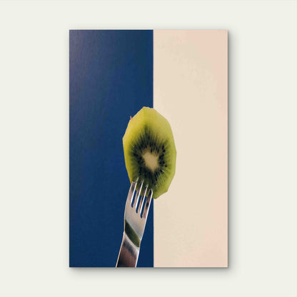 Kiwi Fruit On a Fork 60x90cm Metal Print Ready to Hang