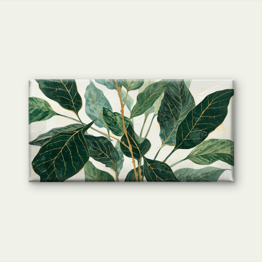 Green Gold Botanical Leaf Wall Art Canvas Office Home Room Framed 120x60cm